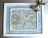 Shabby Beach Memo Board, Cork Board, Fabric Memo Board, Organize, Office Decor, Shells, Wood Frame, Beach Cottage, Cottage Chic, Bead Board