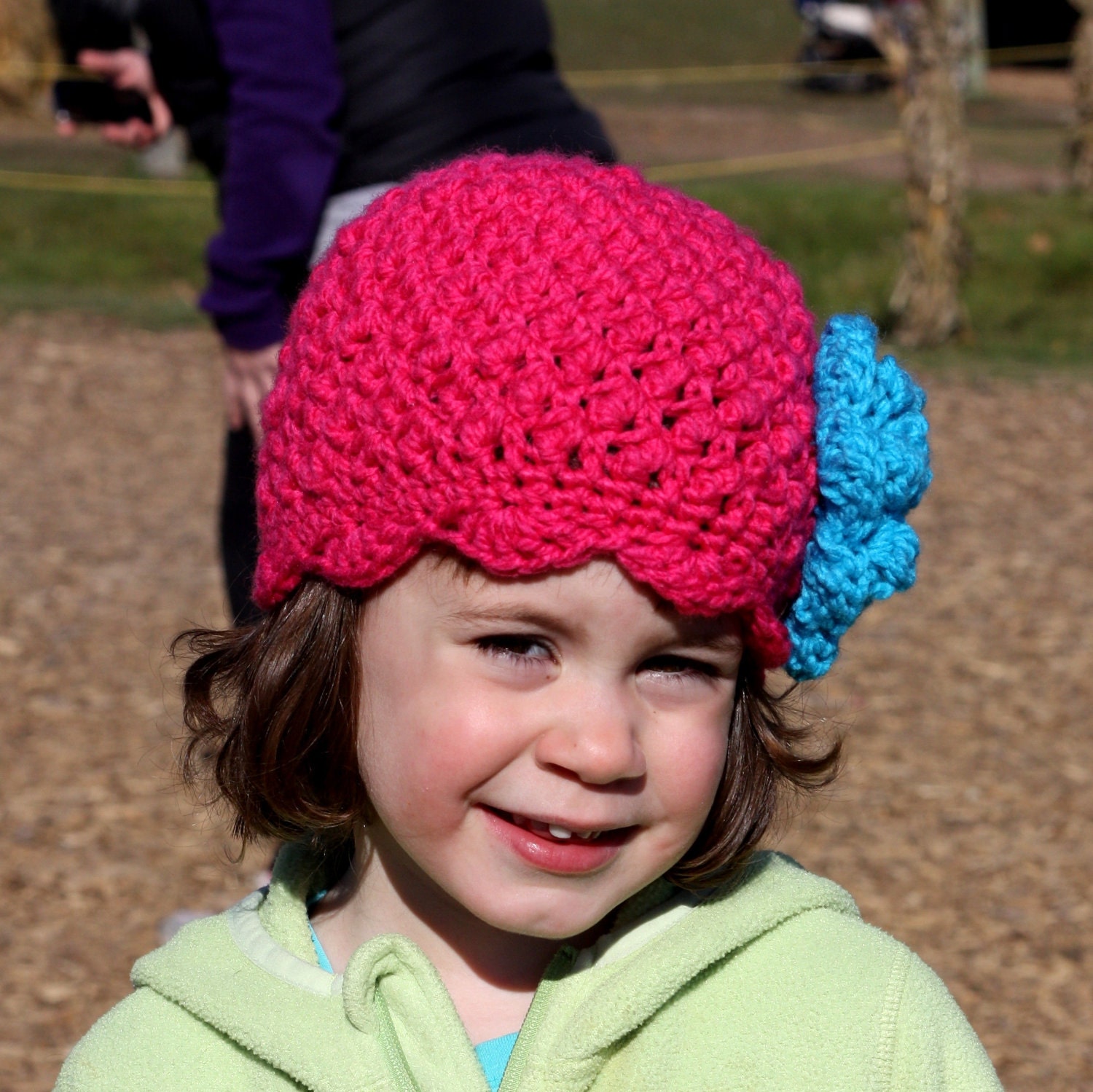 INSTANT DOWNLOAD Crochet Pattern Scalloped Nubby Beanie with Rose (6 Sizes Included Newborn to Adult)  Permission to sell  finished items