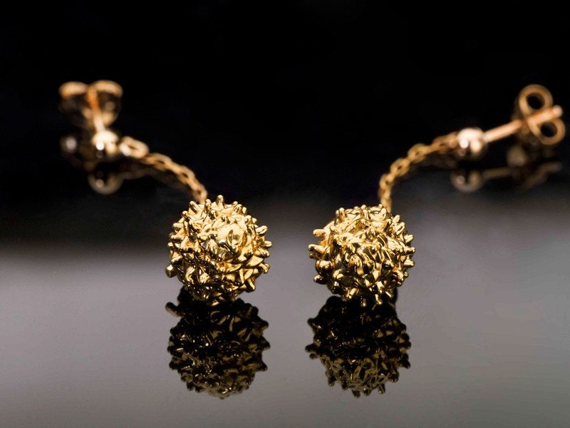24K Gold Earrings Pine-Ball