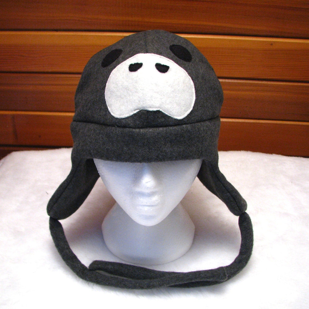 Manatee Hat - Dark Gray Fleece Trapper Hat by Ningen Headwear