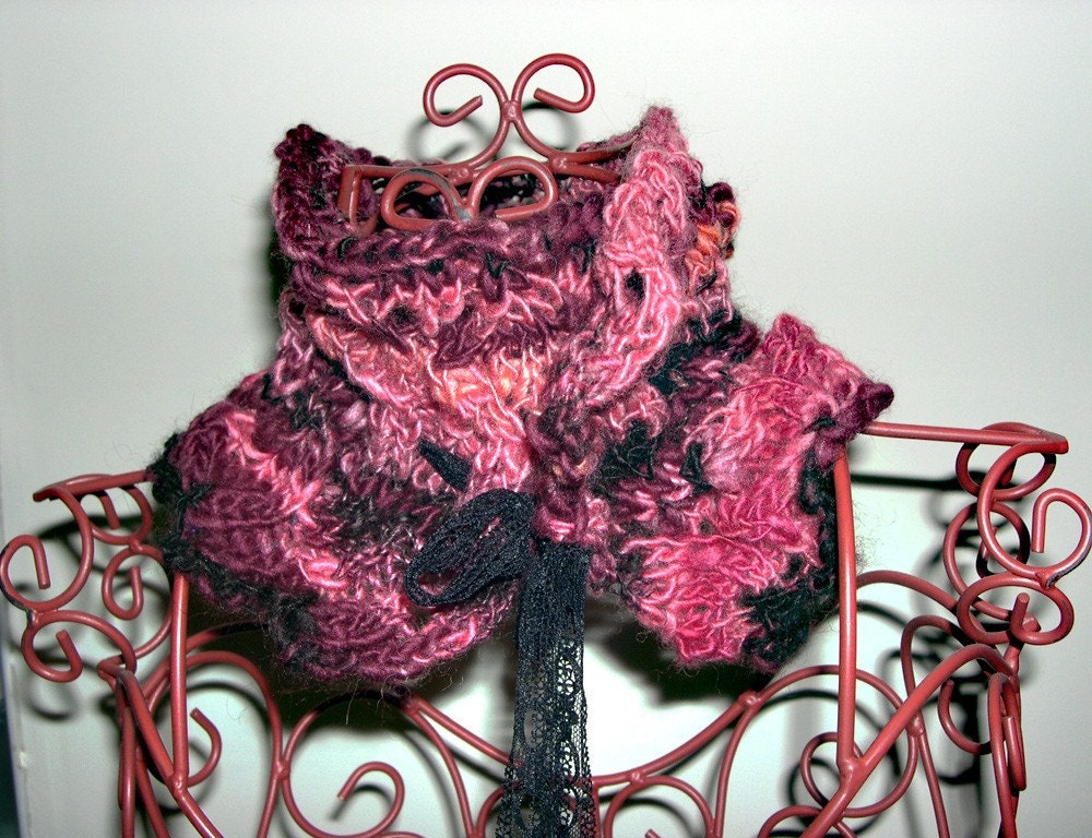 Handknitted unique Victorian style neckwarmer: 'Victoriana'