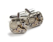Steampunk cufflinks Rare vintage Gruen watch movements wedding anniversary grooms Gift silver cuff links men jewelry Steampunk Nation 1992