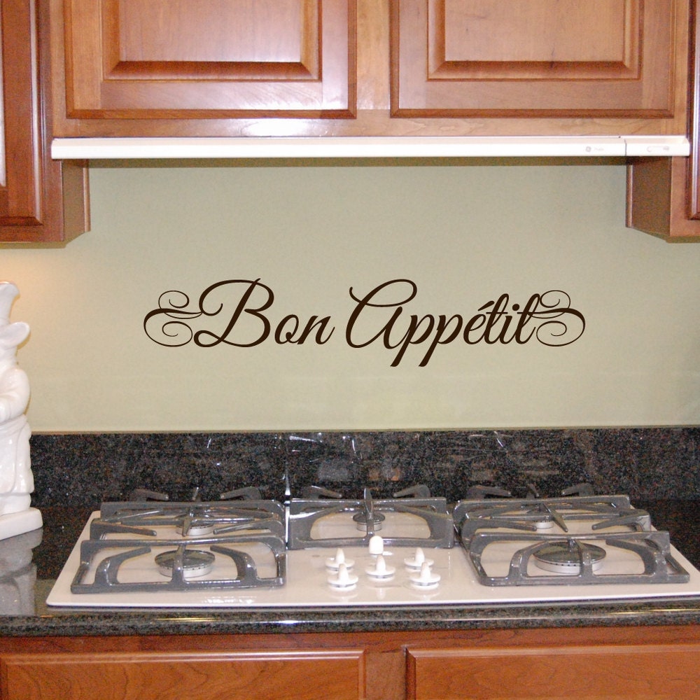 Elegant BON APPETIT with Flourish Accents  French Quote Kitchen Decal vinyl wall lettering (W00291)