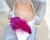 Fuchsia Hydrangeas Shoe Clips. Etsy Handmade Spring - Summer Fashion Trend, Bride Bridal Bridesmaid Couture, Chic Floral Bloom Bunch Blossom