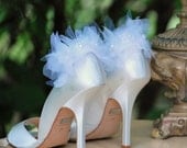 Shoe Clips White / Ivory / Black Petals. Bridal Bride Edgy Party, Summer Fashion, Stunning Fashionista Feminine Bridesmaid, Chiffon Pearls