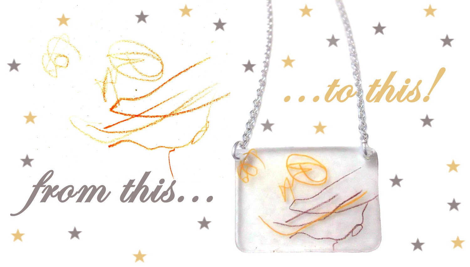 Your Child's Drawing Made Into A Unique Necklace