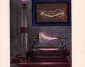 1900 electricity original antique science lithograph print