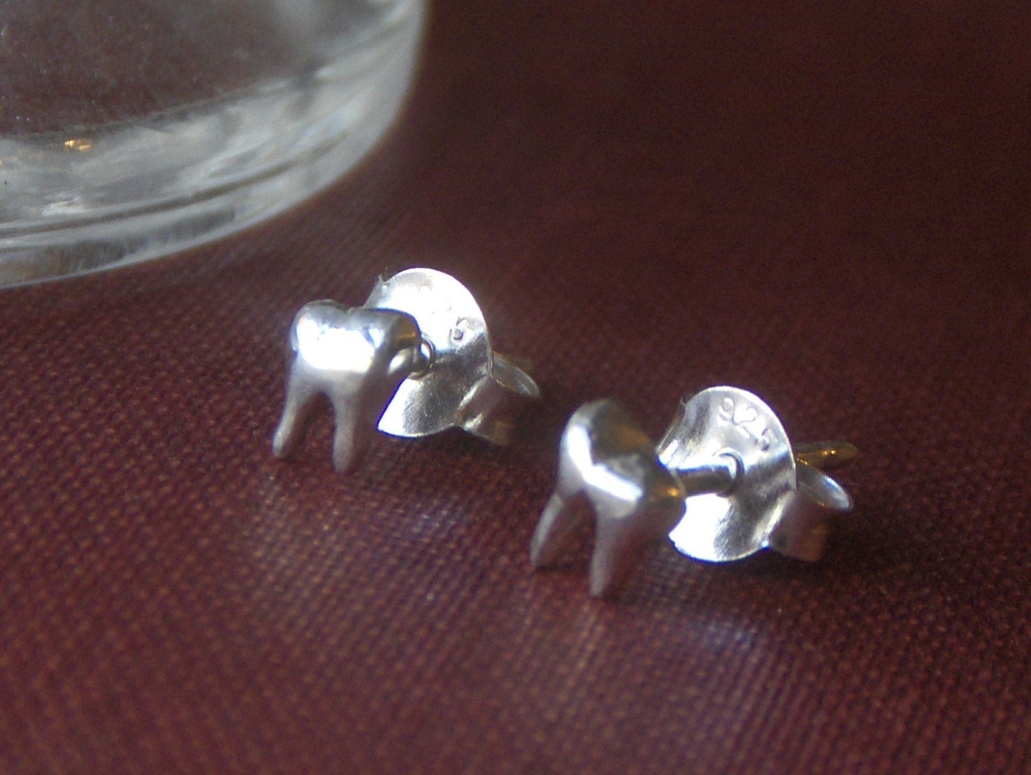 LITTLE CHOMPERS. Sterling Silver Molar Tiny Stud Earrings. Chymini Collection