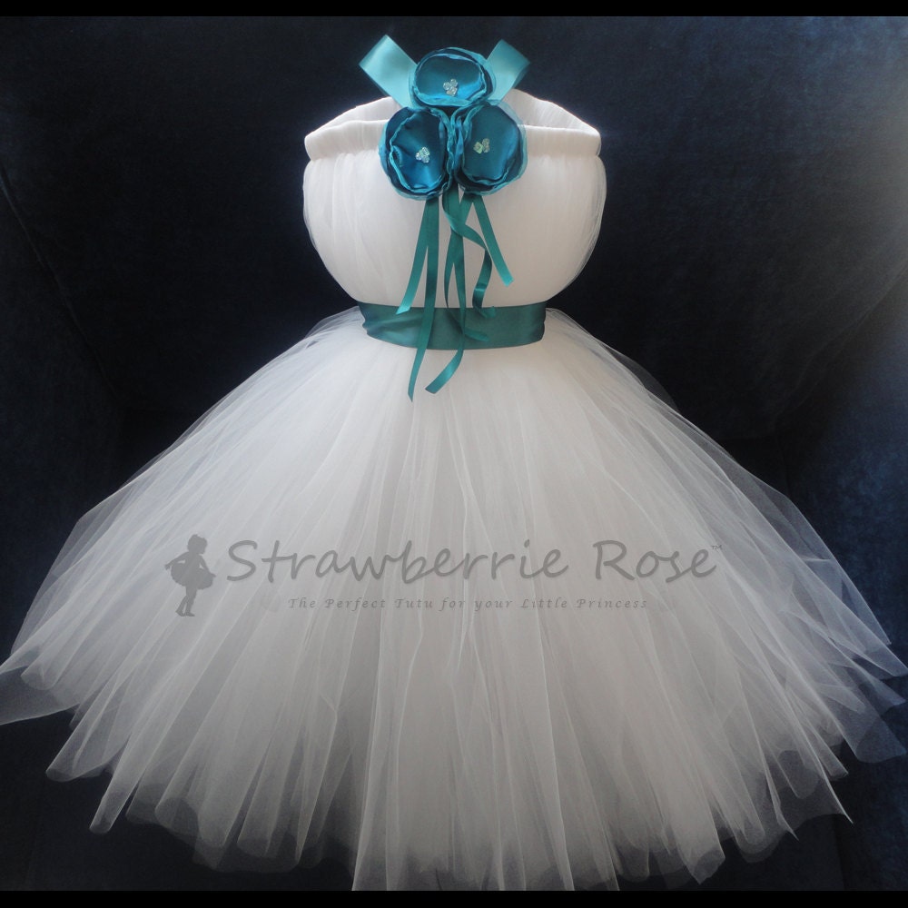 Teal Flower Girl Dress
