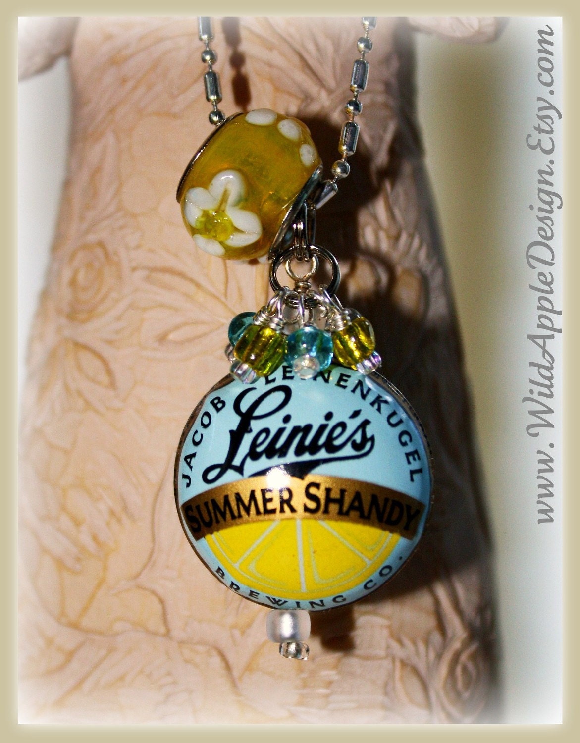 Bottle Cap Bead Necklace - Leinie's Summer Shandy - Hard To Find (12644)
