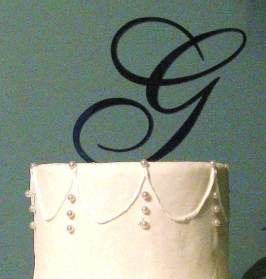Black Acrylic Monogram Cake Topper