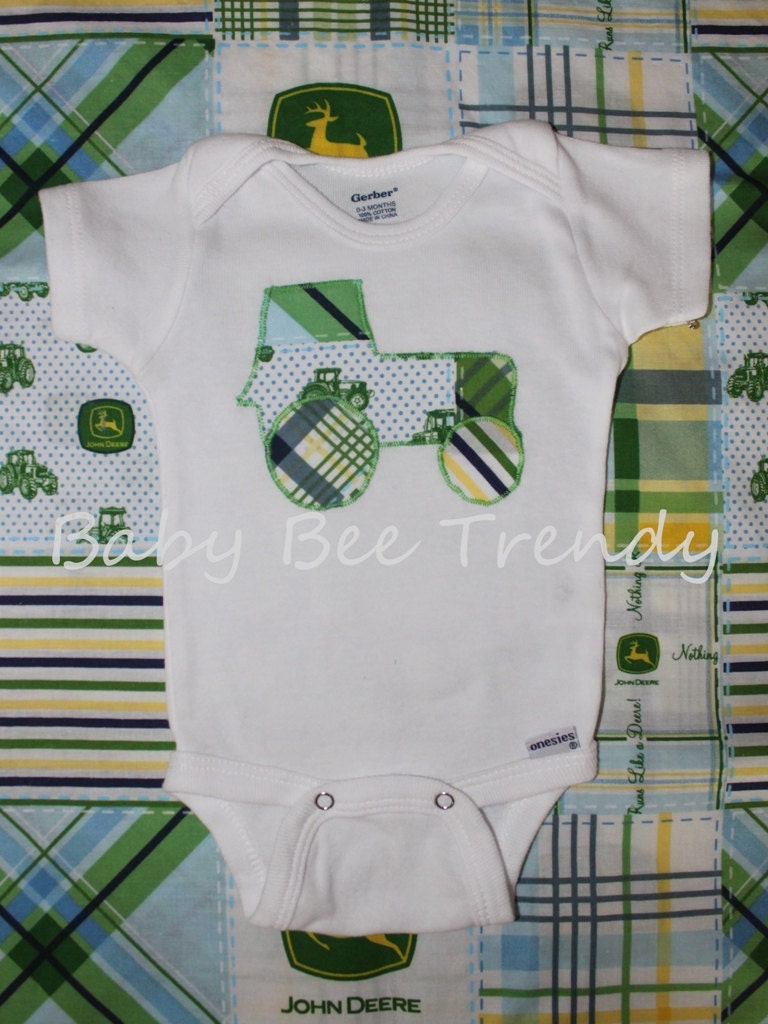 Made to Order... John Deere Blue Tractor Onesie, Shortsleeve Longsleeve Sleeveless - Newborn 3m 6m 9m 12m 18m 24m