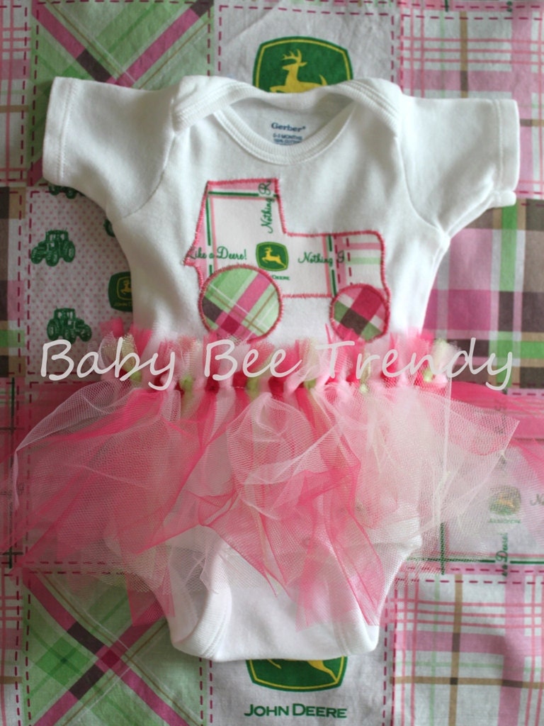 Made to Order... John Deere PINK Tractor Tutu Onesie, Shortsleeve Longsleeve and Sleeveless - Newborn 3m 6m 9m 12m 18m 24m