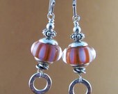Her Majesty Earrings - Lampwork Glass Bead Sterling Silver