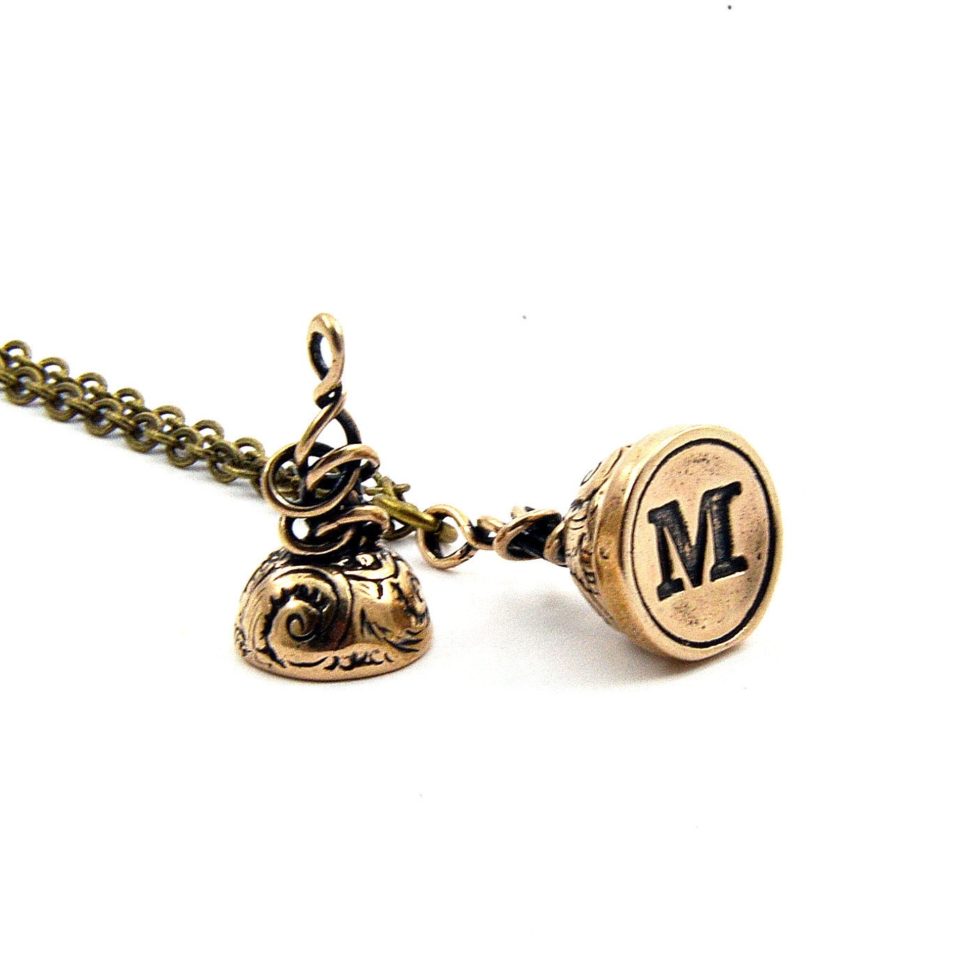 Custom Initial Necklace - Intital Wax Seal Necklace by Gwen Delicious Jewelry - Usable Seal Stamp