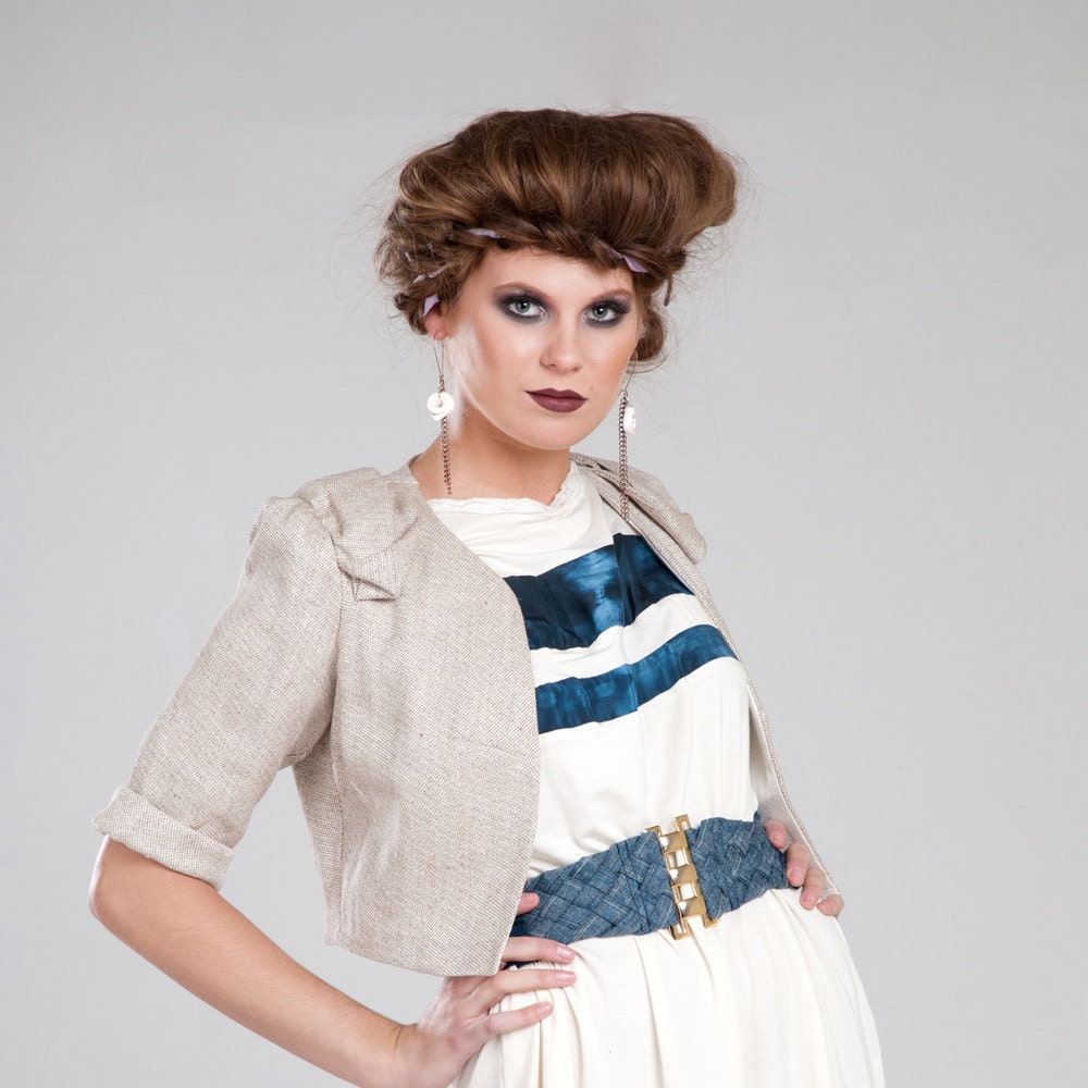 Sevigny Blazer - Organic fashion crop jacket / Made to order - xsmall, small, medium, large, xlarge, custom sizing