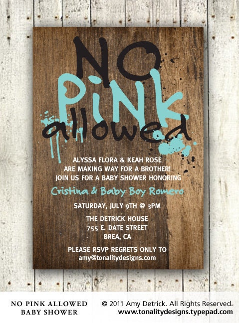 Baby Boy Baby Shower Invitation: No Pink Allowed (DIY Printable PDF Invite)