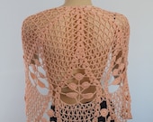 Apricot Cotton Lace Crochet Shawl  - Holiday Accessories - Fall Wedding