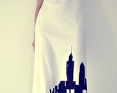 Hand painted maxi Dress Good morning New-York City/ Minimalist dress/ Long dress/ Black and White dress/One of a kind/ rusteam bioteam