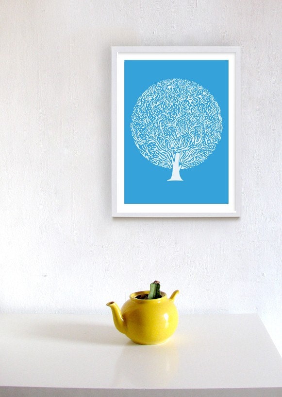Blue Tree Print - 8x10 or A4