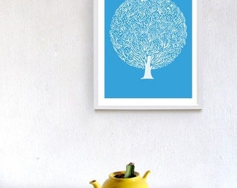 Blue Tree Print - 8x10 or A4