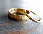 Salka Valka // Him and Her. Set of 2. Men / 14K Gold Wedding Band and Women / Hammered 18K Wedding Band. Made To Order. Fine Jewelry.