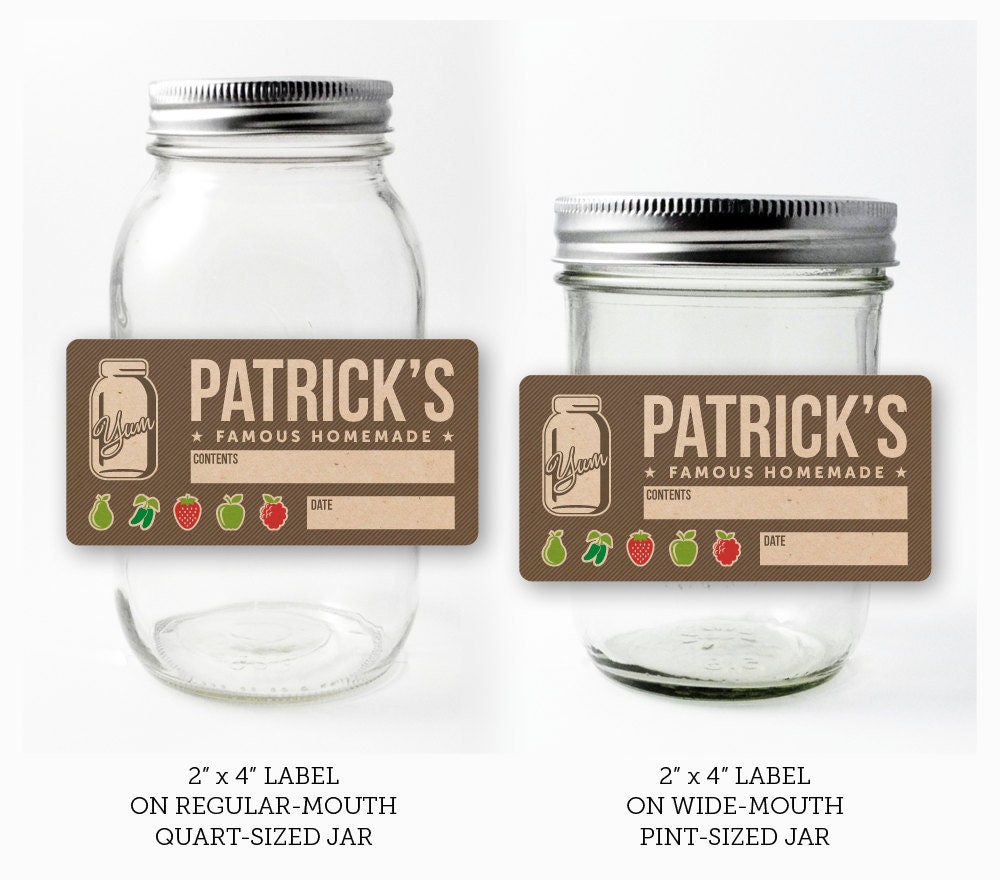 2 x 4 in Mason Jar Labels / Personalized / Set of 40 Rustic Kraft Labels