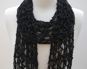 Cotton  Scarf- Hand Knit/ Black, Gray