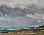 Large Original Landscape Painting - Coastal Clouds -  12x24