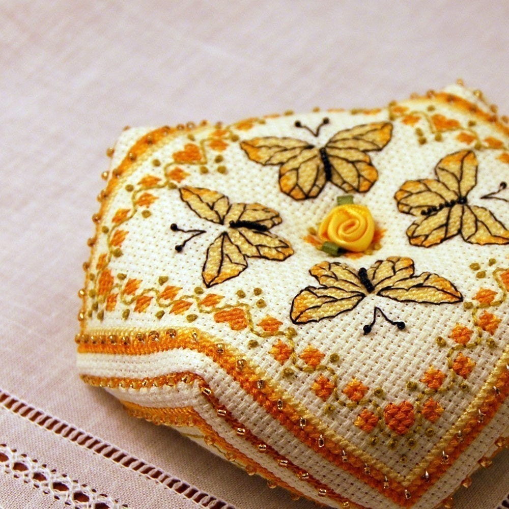 Yellow Butterflies - Biscornu Pattern