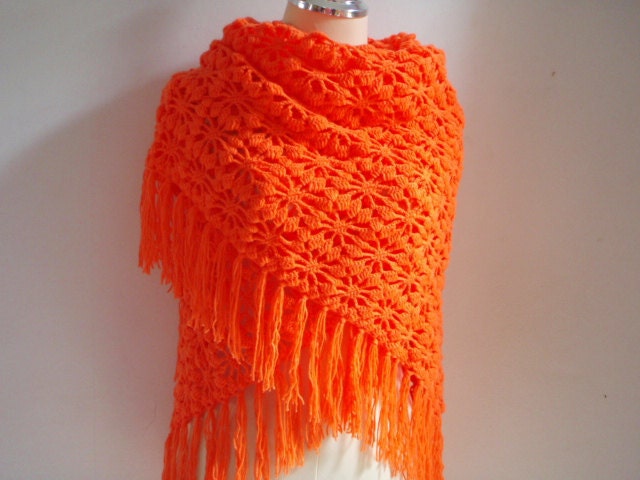 Bright Orange Shawl wrap stole