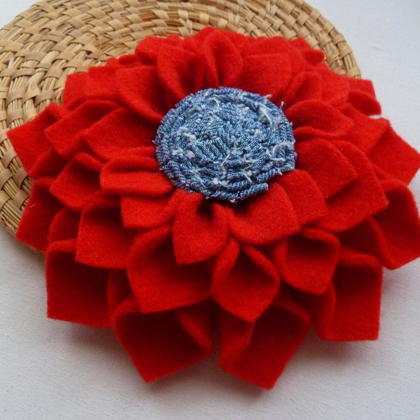 Fabric flower tutorial Cool Felt Dahlia PDF , instructions and just print real size petals pattern - flower accessories