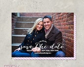 save the date photo card romantic pretty handwritten - "Flutter"