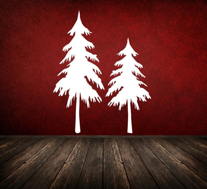 Wall Decal Tree Snow Branches Wood Woodland Forest Nature Botanical Winter Wonderland Evergreen