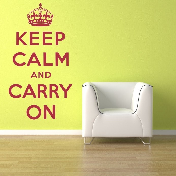 Keep Calm and Carry On Wall Decal Words Phrase Lettering Typography Quote