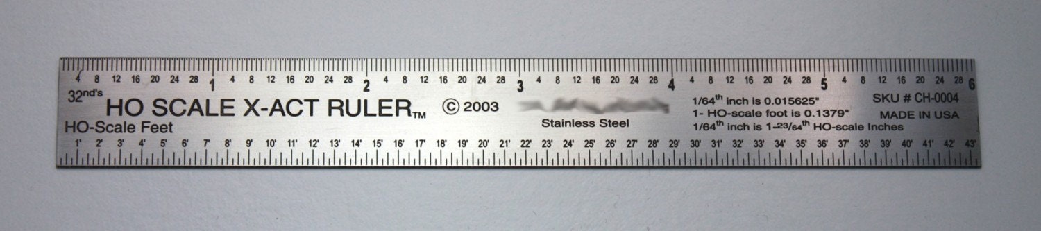 HO Scale Ruler, 6 inch, Stainless Steel