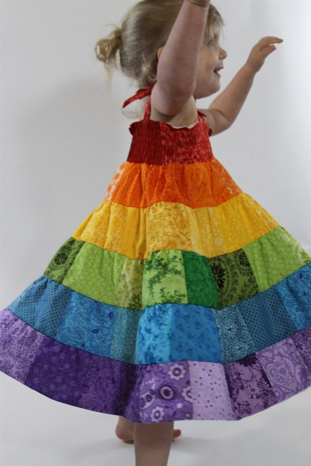 Rainbow Dress - Toddler/Girls Patchwork Smocked Twirl Sundress - 12m, 18m, 2T, 3T, 4T, 5, 6