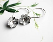 Reserved - Dormeuses flower earrings metalwork crystal cabochon handmade earrings