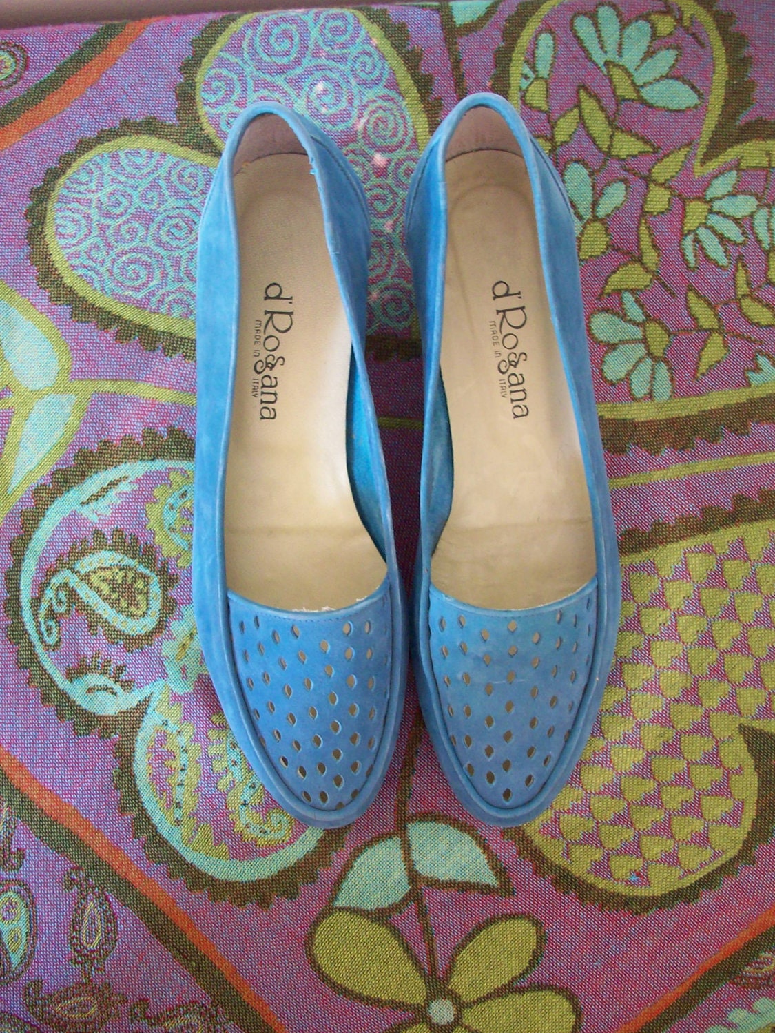 Vintage Suede Loafers 1980's Blue Shoes