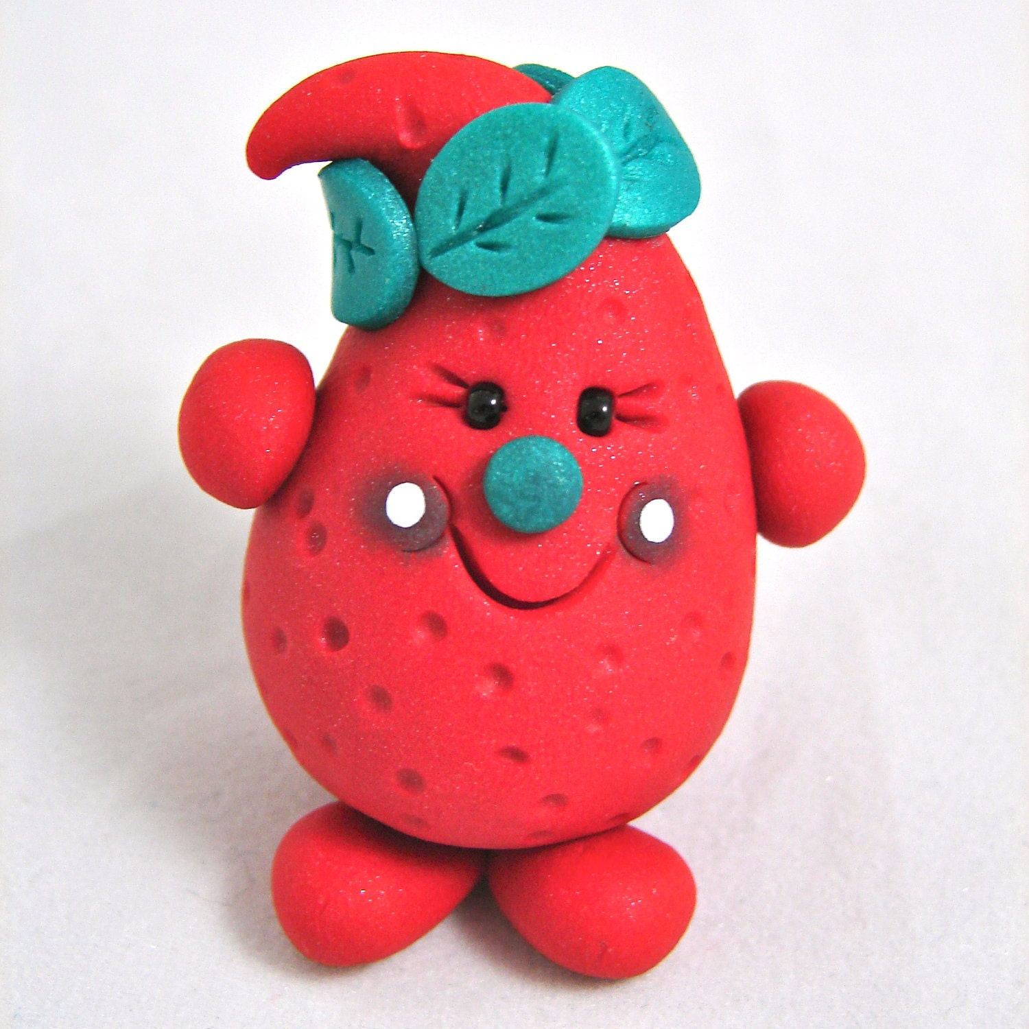 Red STRAWBERRY PARKER - Polymer Clay Character Figurine