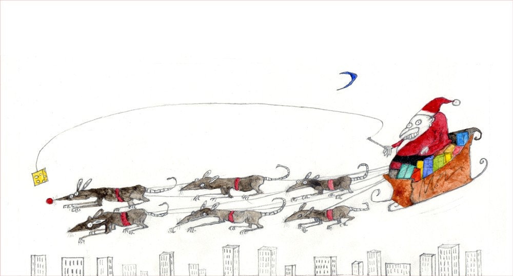 Santa's Christmas Sleigh Ride with Mice (Reindeer Alternates)