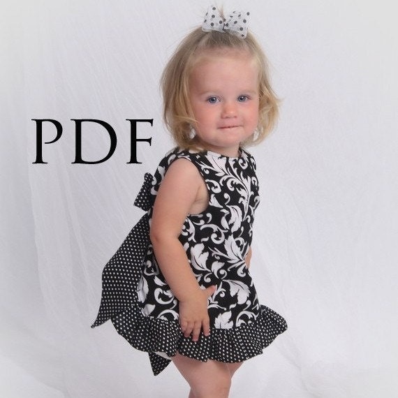 Pinafore Pattern Baby Dress - Easy Ruffle Dress/Top Sewing Pattern, PDF tutorial, Baby to Toddler