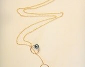 Lariat Style Tahitian Pearl Necklace Shark Tooth