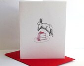 Leaping rabbit card // white rabbit card // birthday card, graduation, celebrations, all occasions // ecofriendly card, with strawberries