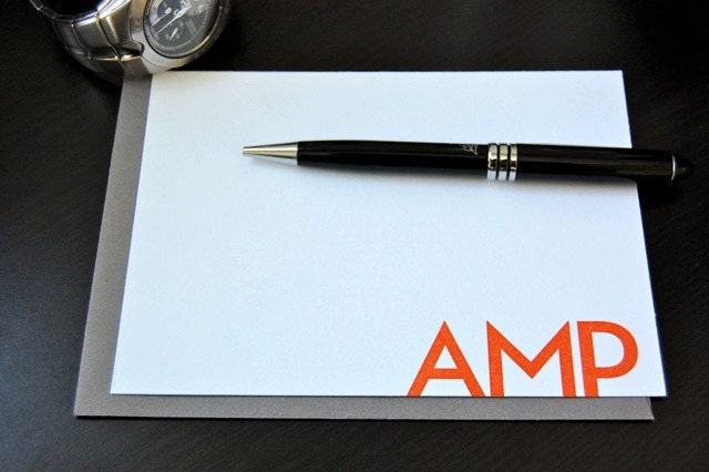 SALE Personalized Stationery Letterpress Initials // Great Gift for Men // set of 25
