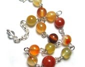 Chakra Bracelet Meditation Prayer  Bead Yoga Rosary Bracelet in Natural Orange Carnelian Gemstones and Sterling Silver