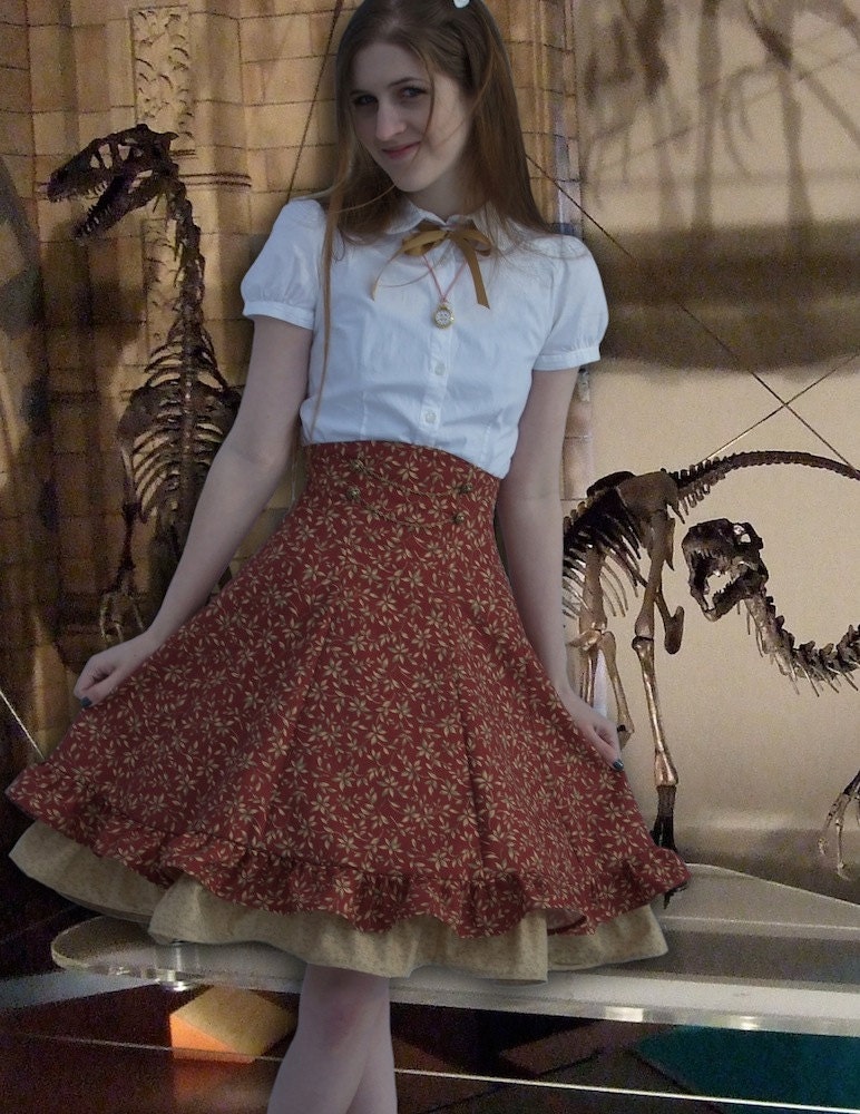 Sample SALE- 23" waist Steampunk Lolita Corset Skirt, high waisted skirt