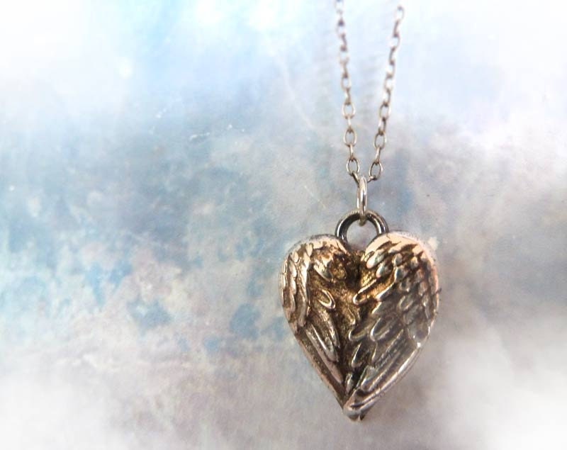 Arms of the Angel. Handmade Fine Silver Wing Pendant. Mother's Day Jewelry. Angel Wing Necklace