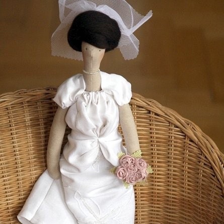Custom OOAK Fabric Doll Made To Order For The Bride Or Bridesmaids