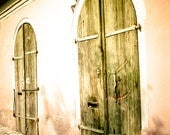 Cottage chic artwork horse barn rustic wooden doors germany peach antique pink yellow arches Antiquitaten fine art photograph